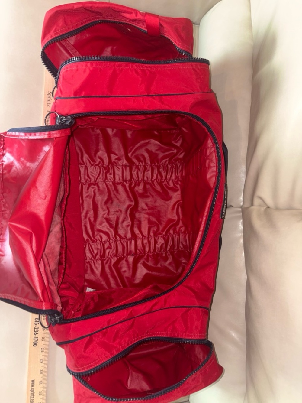 Vintage 80s Lands' End Duffle Bag Red - Picture 7 of 13